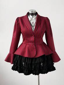 Sunspun 大码女式通勤休闲多色提花无袖西装外套 - 彩色 - 查看 1