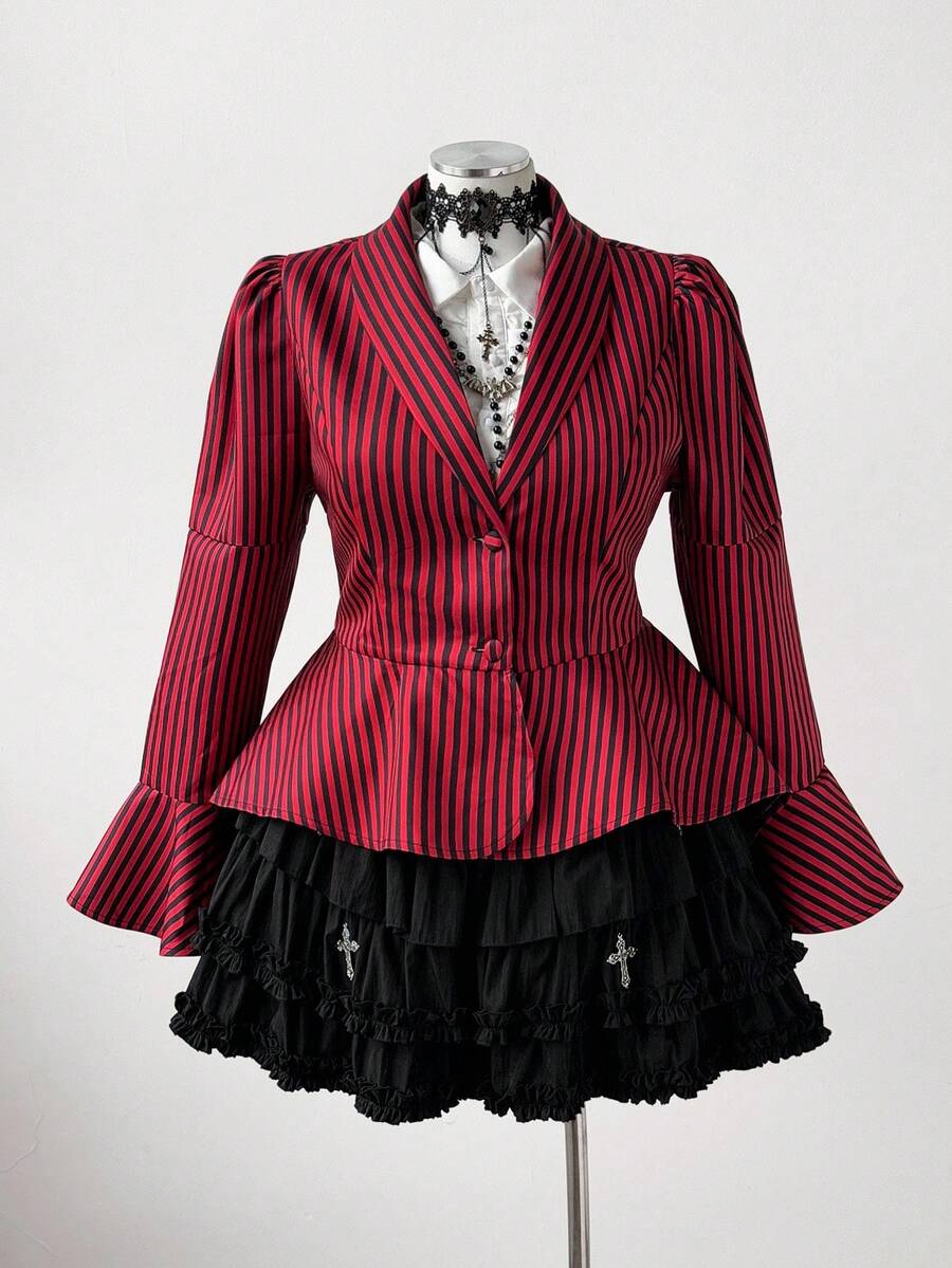 Sunspun 大码女式通勤休闲多色提花无袖西装外套 - 彩色 - 查看 1