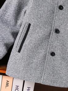 SHEIN Young Boy Button Front Overcoat Without Tee Fall Winter