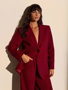 CLARA VERO Conjunto de blazer y pantalón de pierna ancha de unicolor