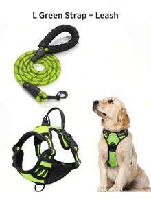 Hundsele, justerbar mjuk vadderad väst, reflekterande oxfordväst med kvävningsskydd, handtag och bilbältesögla (valfritt) – Inkluderar gratis kraftigt koppel på 1,5 meter