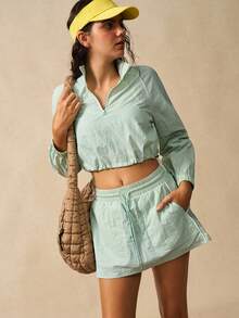 VARSIVA 夏季纯色抽绳腰运动裙短裤