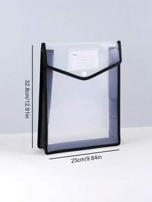 1 件/2 件大容量 A4 文件夹，加厚防水文件袋，带透明纽扣封口，文件/学生档案袋 - 黑色 - 查看 5