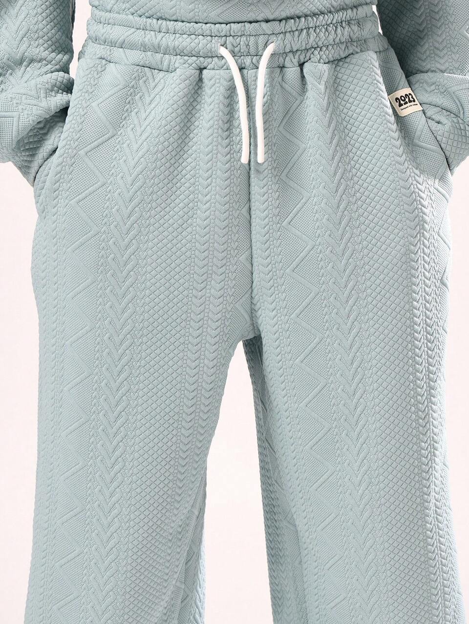 Cable Knit Hooded Sweatshirt With Matching Joggers
