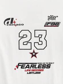 Modcrash 男士休闲赛车图案印花T恤 - 白色 - 查看 4