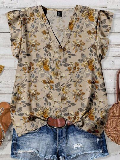 SHEIN LUNE Women's Casual Retro Minimalist Shirt, Suitable For Summer,Fall Clothes For Women ,Business Casual Woman Chic Blouses For Women