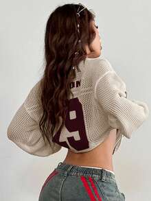 Coolane Women's & Men's Couple Same Style Knit Striped & Number Printed Oversized Jersey Cover Up Sweater,New Year Eve /Valentine's Day In Fall/Winter