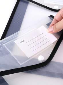 1 件/2 件大容量 A4 文件夹，加厚防水文件袋，带透明纽扣封口，文件/学生档案袋 - 黑色 - 查看 4