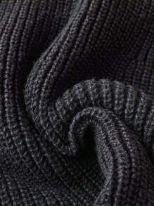 DreamSkyne Halloween Plus Size Women's Knitted A-Line Skirt, Solid Color, Hand Crochet Flower Decor, Winter Fall - Black - View 6