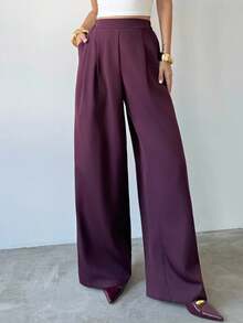 Firerie Pantalon ample plissé à jambes larges pour femmes