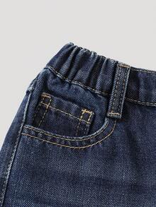 SHEIN Tween Boy 复古基本款休闲宽松直筒牛仔裤