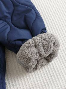 SHEIN 2pcs/Set Baby Boys Cute Casual Blue Thermal Lined  Jacket + Thick Fleece Bib Pants Snowsuit, Unisex Baby Winter Clothes Fall - Multicolor - View 10