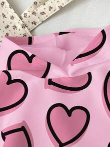 SHEIN Cute Hand-Painted Pink Heart Print, Young Girls Casual Loose Fit Crew Neck Comfortable Daily Wear Knit Long Sleeve Sweatshirt,In Fall/Winter