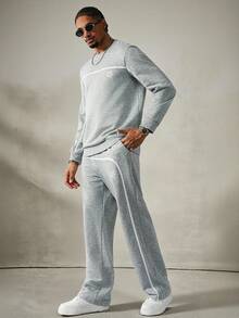 Manfinity Homme Men's Street Style Gothic Print Pullover Sweatshirt Set ,Fall Clothes - Grey - View 7