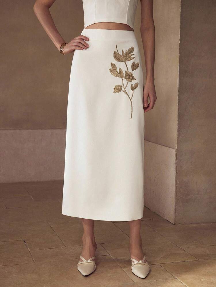 EMBROIDERED SPLIT SKIRT