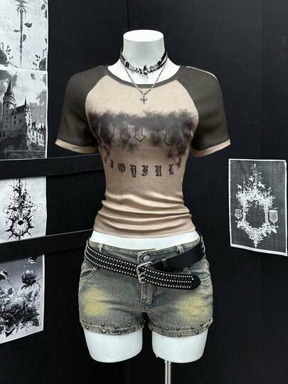 EgrlEra Camiseta de mujer de cuello redondo con estampado gráfico retro de subcultura