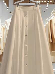 Franclia Women's Simple Romantic And Elegant Style French Casual Versatile Graduation Skirt Summer Casual Spring For University Fall - Apricot - View 3