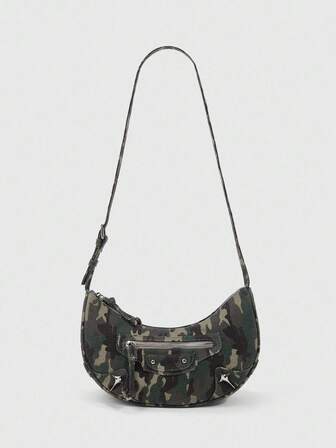 Grunge Punk Bolso de hombro de estilo vintage con estampado de camuflaje casual y de moda