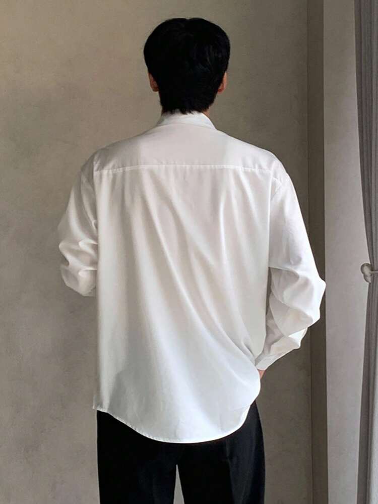 Men Solid Button Front Shirt Long Sleeve Men Shirt Fall,Winter