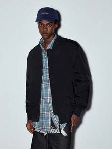 MODCRASH 男士拉链飞行员夹克，适合日常穿着、街头服饰，秋季、冬季、春季到夏季，复古美式风格，男女皆宜，宽松版型夏季服装——适合日常穿着和夏季度假服装。 - 黑色 - 查看 3