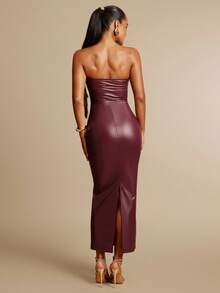 Silquee Modna, seksowna, dopasowana sukienka bandeau dla kobiet w jednolitym kolorze