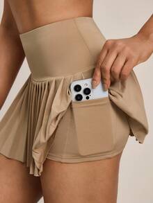 Hanevo Sports Skirt - Skort Solid Color, Fashion For Summer - Khaki - View 3