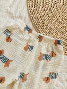 Vintaside Kids 1 Conjunto de camisa de manga larga con cuello y pantalones cómodos para niño pequeño, versátil para acampar, usar en casa, adecuado para la temporada de otoño, práctico y de moda para el tiempo libre al aire libre o en casa - Albaricoque - Ver 5