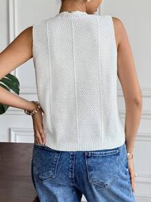 SHEIN Frenchy Damen Mode Lässig Elegant Knopf Strickweste - Aprikosenfarben - Übersicht 2