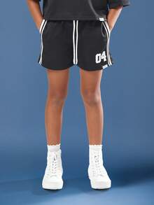 SUMWON Off Shoulder Varsity Crop Top And Shorts Sportswear Matching Set With Number Print Summer Loungewear Co Ord Two Piece Outfit