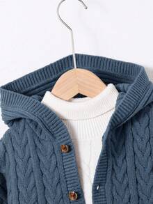 1 件年轻男孩休闲可爱日常舒适超大卡其色罗纹饰边连帽开衫，适合外出、上学、日常聚会、秋冬