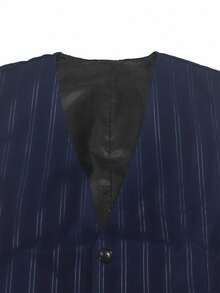 Calvornis Ensemble de gilet et pantalon rayé décontracté pour homme, style "Old Money" - Bleu marine - Voir 6