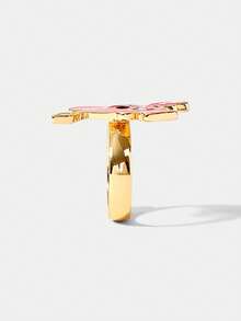 SCOOBY-DOO X SHEIN Anillos con patrón de perro estilo Y2K de bloques de color, adecuados para uso casual - Amarillo Oro - Ver 4