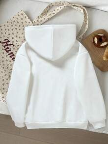 少女休闲可爱舒适猫咪涂鸦印花卫衣，宽松版型，适合秋冬季穿着。可爱猫咪卫衣，黑色猫咪卫衣，可爱卫衣，女童猫咪服装，秋季必备。 - 白色 - 查看 2