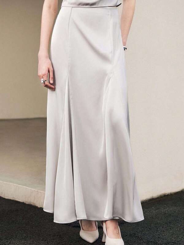 Uhlyne Falda de vuelo completa y elegante con cintura elástica, apropiada para eventos sociales