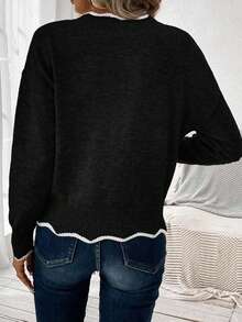 EURMUSE Women's Casual Loose V-Neck Drop Shoulder Long Sleeve Sweater, Autumn,Jumper,Cream Jumper,Jumpers,Christmas Jumper,White Jumper,Black Jumper,Ladies Jumper,Women's Jumpers