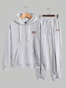 Manfinity Homme Men's Casual Lantern Sleeve Sweatshirt And Sweatpants Set, Autumn/Winter - Grey - View 1