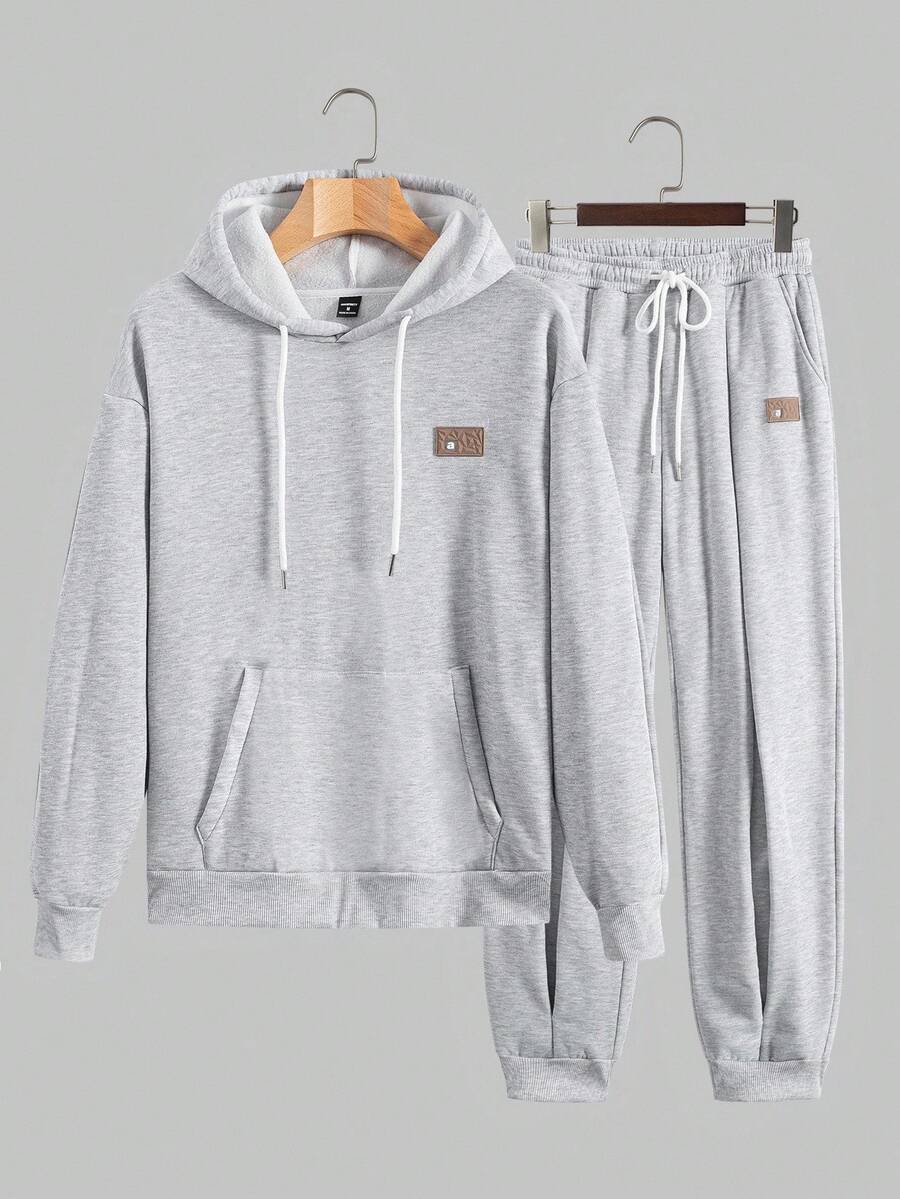 Manfinity Homme Men's Casual Lantern Sleeve Sweatshirt And Sweatpants Set, Autumn/Winter - Grey - View 1