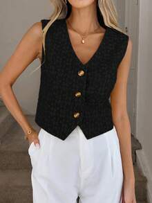 Easowa Áo ghi lê vải jacquard màu kem dành cho nữ - màu đen - Xem 3