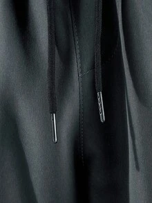 Manfinity Hypemode 宽松男士字母图案抽绳工装裤灰色工装裤男士街头潮流工装裤，男士秋季出游2025新款男士秋季百搭休闲裤，适合秋季 - 深灰色 - 查看 6