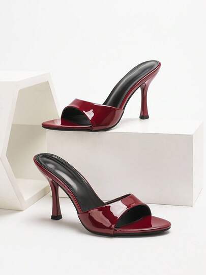 CUCCOO SZL Women's Fashionable Elegant Solid Color Round Toe Stiletto High Heel Sandals For Christmas