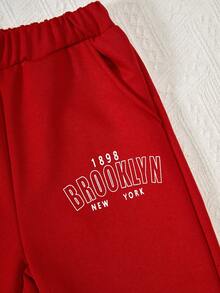 Tween Girl Letter Graphic Bodysuit & Sweatpants - Burgundy - View 7