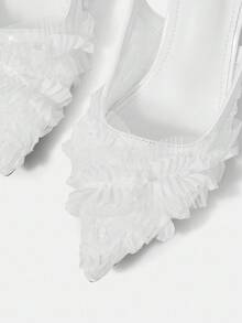 CUCCOO HITCHD Giày cao gót mũi nhọn họa tiết ren thêu 3D họa tiết hoa thanh lịch, ngọt ngào, lãng mạn, phong cách cung đình dành cho nữ, Cô dâu, Phù dâu, Khách dự tiệc cưới, Hẹn hò, Tiệc tùng, Thu/Đông - trắng - Xem 10