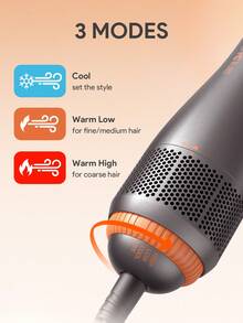 JMMO 直发刷、热梳、加热美发工具，打造更顺滑、防毛躁造型，热刷直发器，轻松打造闪亮造型，不拉扯、不缠结、不卡住卷发刷、热拉直刷、毕业生日假期夏季秋季 Y2K 时尚女性化妆美容派对海滩旅行露营户外 - 灰色 - 查看 8