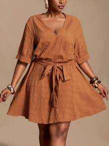 Slaydiva Women's Plus Size Brown Summer Smart Casual Everyday Dresses,Autumn Winter New Arrivals Fall Clothes For Halloween Birthday Business Casual Woman - Brown - View 10