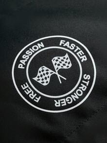 PAVTROS 男士摩托车立领字母印花插肩袖休闲冬季外套，赛车运动外套，秋季 - 黑色 - 查看 7