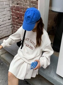 DAZY 少女宽松字母印花卫衣套装，甜美风格，秋季