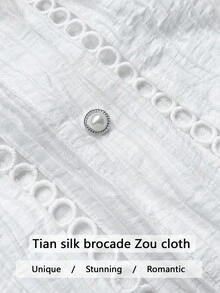 Chiquease 女士夏季服饰，法式优雅镂空蕾丝拼布时尚衬衫 - 白色 - 查看 7