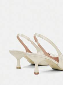 CUCCOO HITCHD Champagne Pointed Toe Bowknot Kitten Heel Elegant Sweet Romantic Women's High Heel Pumps, Suitable For Formal Occasions, Weddings, Parties, Dates, And Holiday Seasons - Apricot - View 13