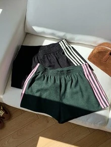 Comfortcana Quần short cạp trễ lưng thun thiết kế sọc dệt tối giản dành cho nữ - Nhiều màu - Xem 5