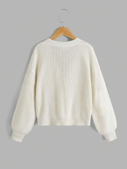 SHEIN קרדיגן מכופתר עם שרוולים ארוכים לבנות בסתיו/חורף